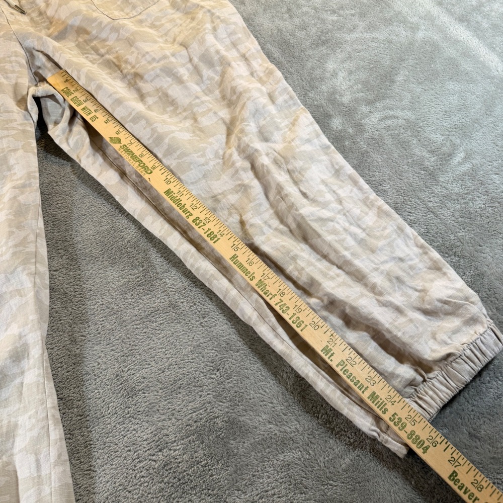 Athleta Cabo Tide Linen Jogger Women 22 Tan Camo Drawstring Elastic Waist Pants - Picture 2 of 11